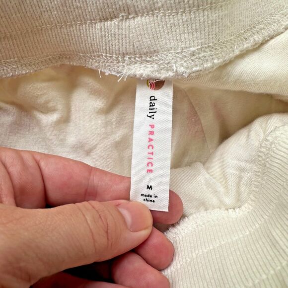 Anthropologie Daily Practice Ivory Lounge Fleece Jogger Pants Embroidered Size M - Picture 4 of 11